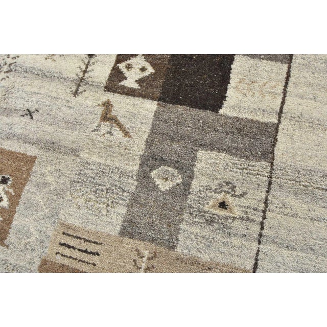 Gabbeh Rug 6’8” X 9’9” Gray Wool Hand-Knotted Carpet For Sale - Image 9 of 15