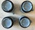 Set of 4 Arita Genesis Blue Ceramic Coffee Cups and Saucers For Sale - Image 9 of 10