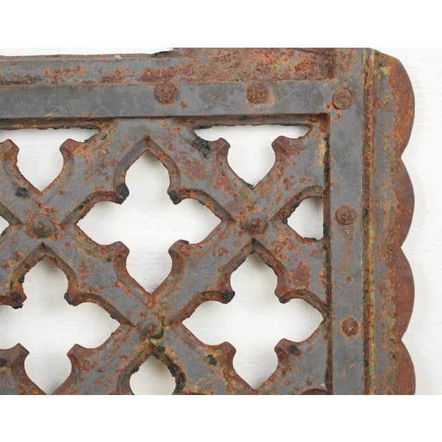 Reclaimed Quatrefoil Cast Iron Grate For Sale - Image 6 of 10