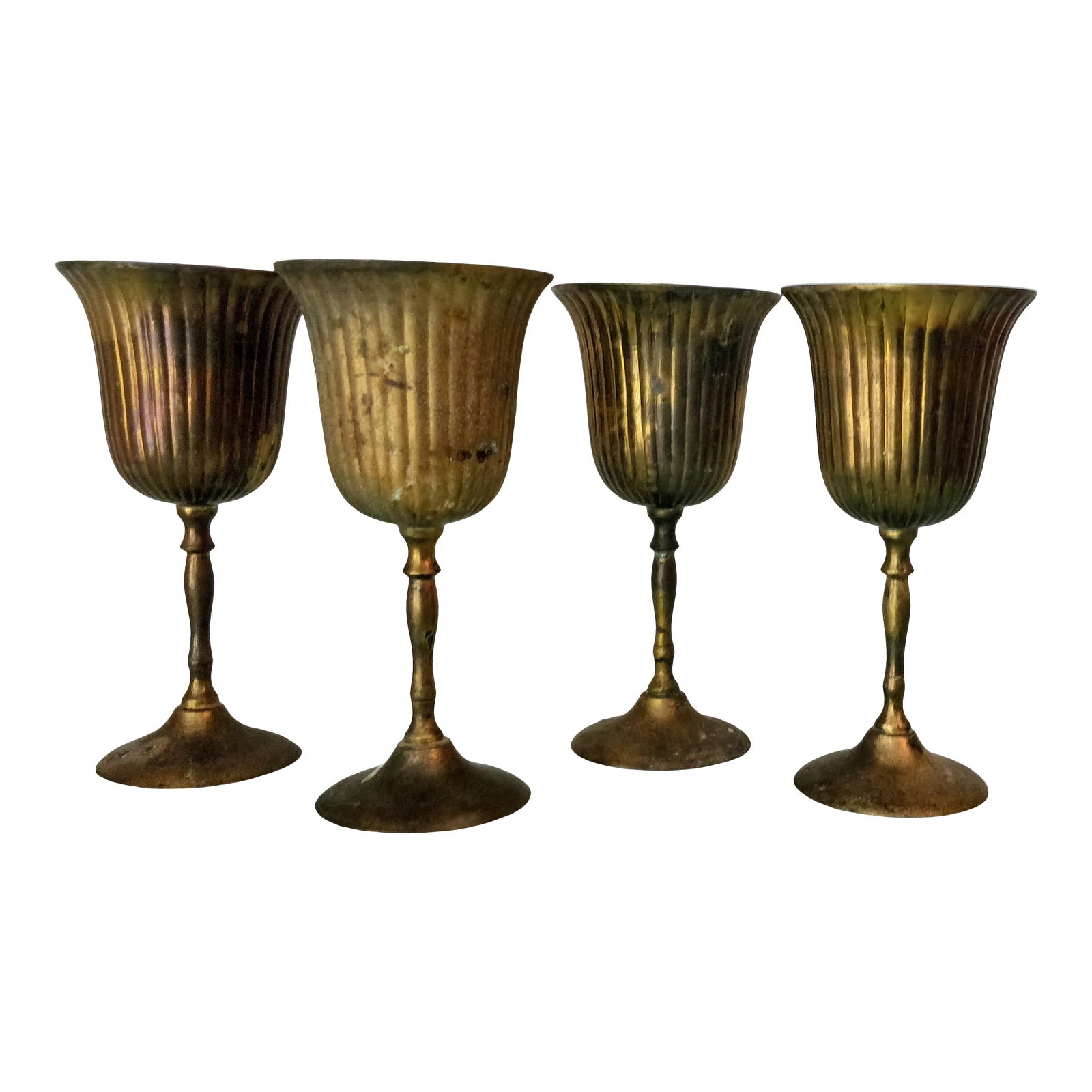 Vintage Brass Wine Goblets Set 4 Chairish