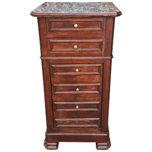 French Two-Drawer Over a False Four-Drawer Door Nightstand, 19th Century
