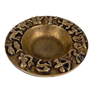 French Bronze Vide Poche or Catch All With Zodiac Symbols For Sale