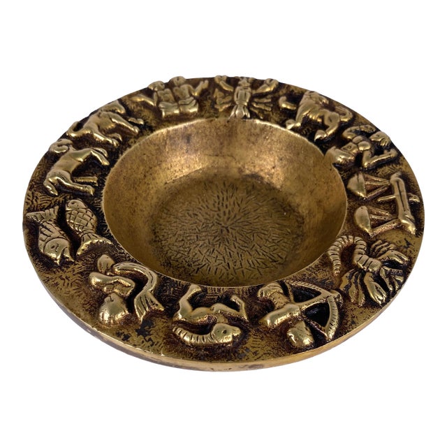 French Bronze Vide Poche or Catch All With Zodiac Symbols For Sale