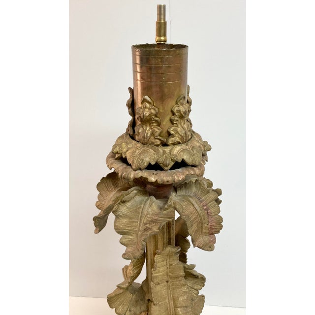19th Century French Gilt Bronze Art Nouveau Table Lamp Base For Sale - Image 4 of 12