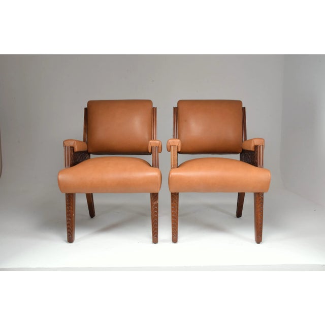 1950's Two Collectible Oriental Art Deco Style Sculpted Armchairs For Sale - Image 10 of 12