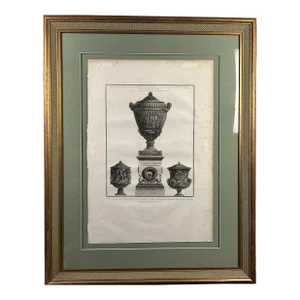 Framed Etching of Vases by Giovanni Piranesi