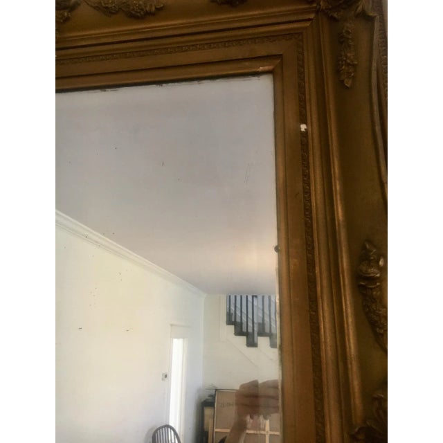Gold 53" Antique Gesso Mirror C. 1900 For Sale - Image 8 of 12