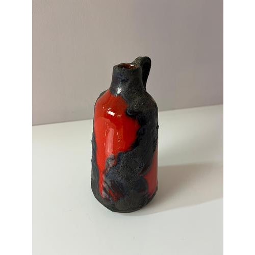 Red and Brown Fat Lava Vase from Marei Keramik For Sale - Image 5 of 11