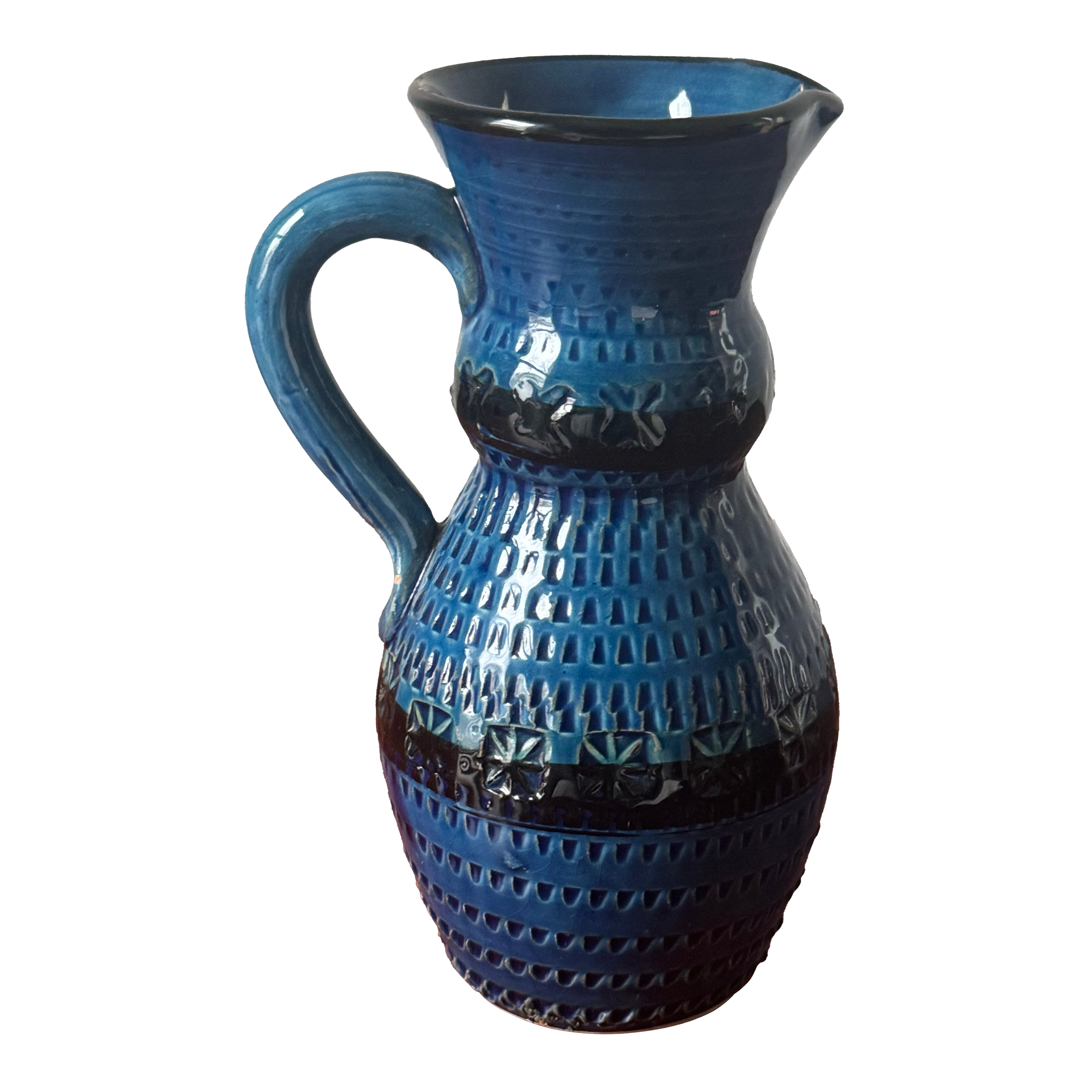 Vintage Italian Bitossi Rimini Blue Pottery Pitcher – Mid-Century