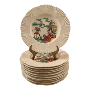 Vintage Wedgwood Etruria “Chinese Legend” Luncheon Plates – Set of 11 for Palm Beach Regency & Grandmillennial Hosting. See Pics!
