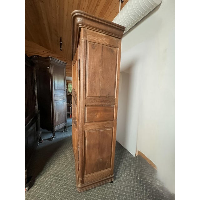 Antique French Provincial Solid Oak Armoire, Late 18th Century For Sale In Sacramento - Image 6 of 9