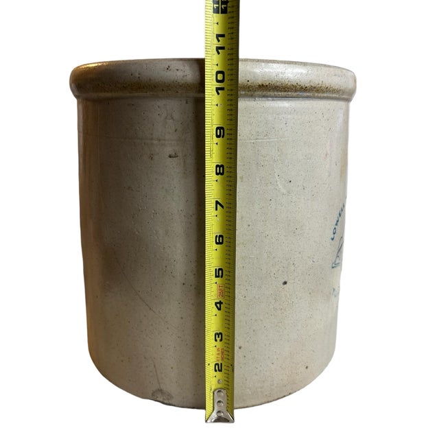 Antique Primitive Crock Stoneware Lowell Pottery Co Tonica Illinois RARE Size 3 Gallon Lowell made pottery from 1884 to...