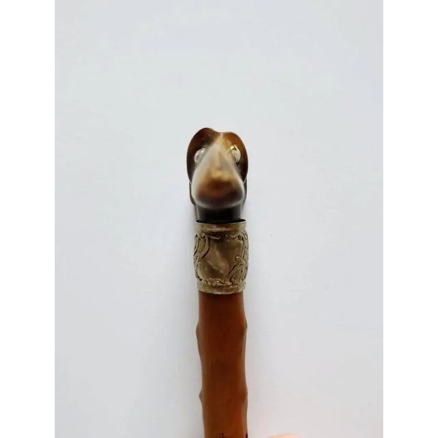 Early 20th Century Hand Carved Italian Greyhound Walking Cane For Sale - Image 9 of 11