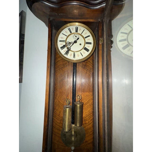 Wood 19th Century 2 Weight Vienna Regulator Wall Clock For Sale - Image 7 of 9