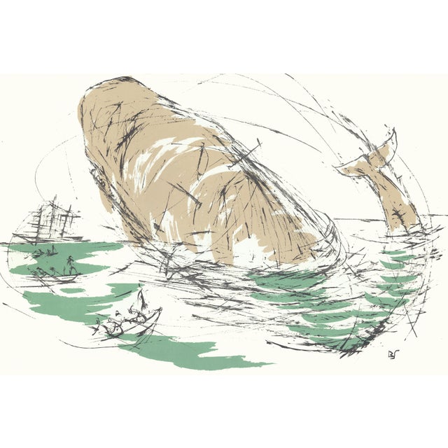 Original lithograph by Benton Spruance from the portfolio "Moby Dick - The Passion of Ahab" printed by The Meriden Gravure...