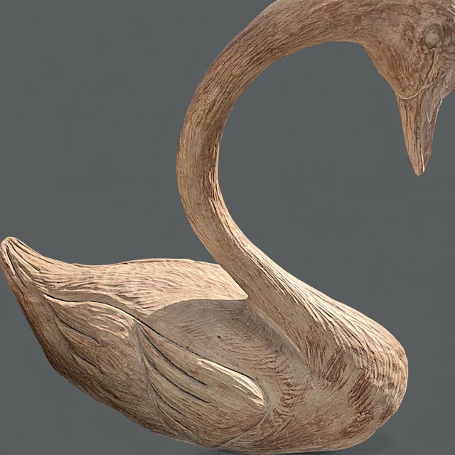 Vintage 1990s Faux Bois Carved Large Decorative Swan Statue For Sale - Image 13 of 13