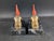 Metal 1920's Art Deco Hirsch Pixie Girl Bookend Pair Painted Bronze on Marble For Sale - Image 7 of 10