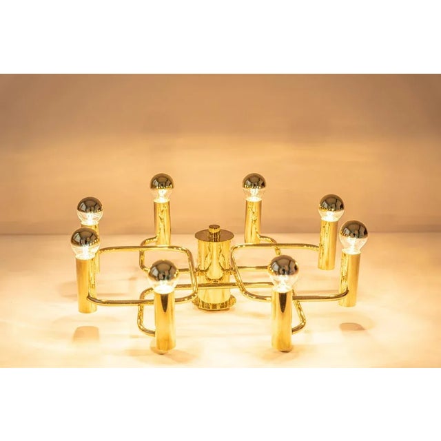 Mid-Century Brass Chandelier, 1970s For Sale - Image 9 of 10