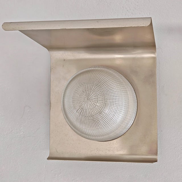 Wall Lamps in Nickel-Plated Metal Sheet and Glass, 1960s, Set of 2 For Sale - Image 14 of 16