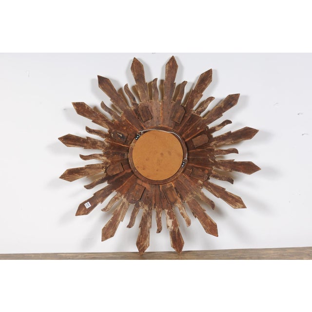 Mid-Century Modern Large Vintage French Midcentury Sunburst with Small Convex Mirror Plate For Sale - Image 3 of 11