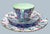 Offering a teacup, saucer, and plate from the Shelley “Stocks” (Green Interior) — Pattern 13426. This charming Shelley...