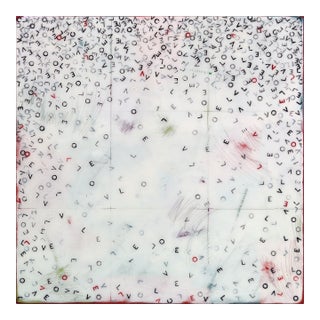 Heartfelt Love Letter - Original Minimalist Abstract Mixed Media Resin Painting on Wood Panel by Ricky Hunt For Sale