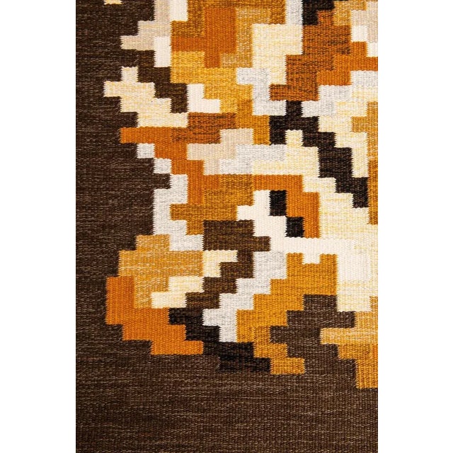 Textile Korall Brun Rug by Erik Lundberg for Vävaregården, Sweden For Sale - Image 7 of 8
