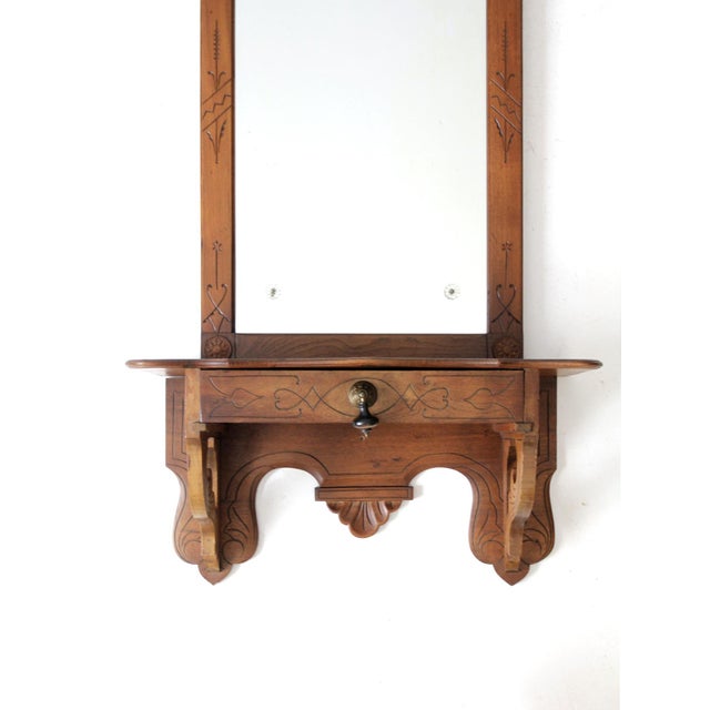 Antique Victorian Mirror With Wall Shelf | Chairish