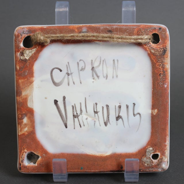 Vintage French Decorative Wall Hanging Tile by Roger Capron, 1950s For Sale - Image 9 of 12