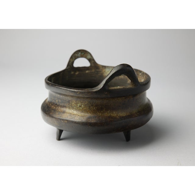 Chinese Bronze Tripod Censer With Loop Handles, Apocryphal Xuande Mark, 19th–20th Century For Sale In Portland, OR - Image 6 of 8