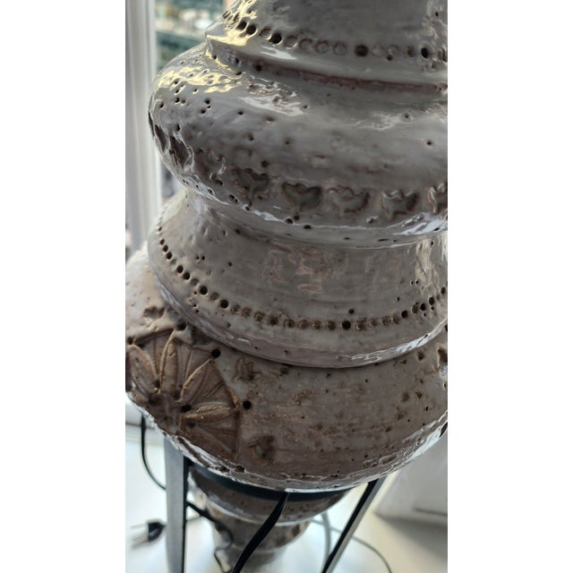 Pair of 1960s Ceramic Lamps on Stands in the Style of Bitossi For Sale - Image 10 of 11