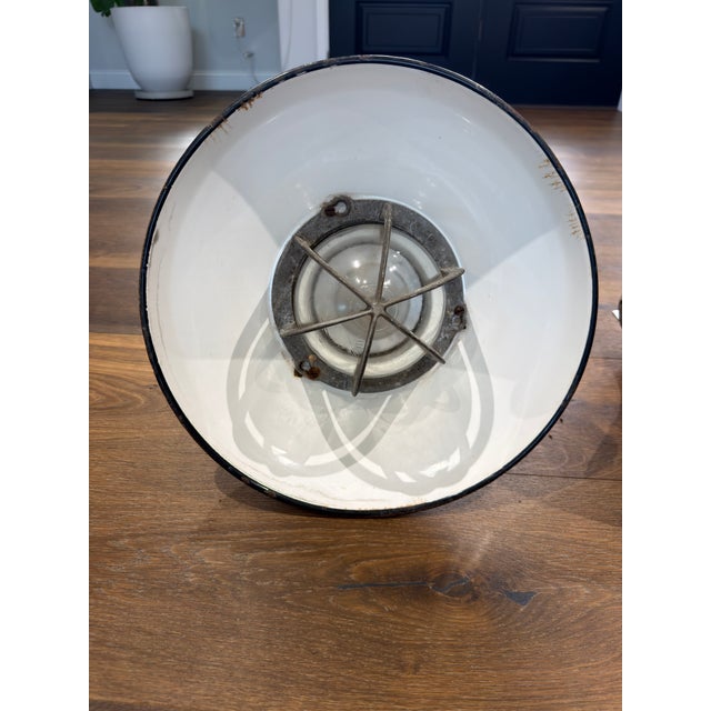 Vintage Crouse-Hinds Green Porcelain Enamel Explosion-Proof Industrial Pendant Lights, Circa 1950s - Set of Three For Sale - Image 6 of 12