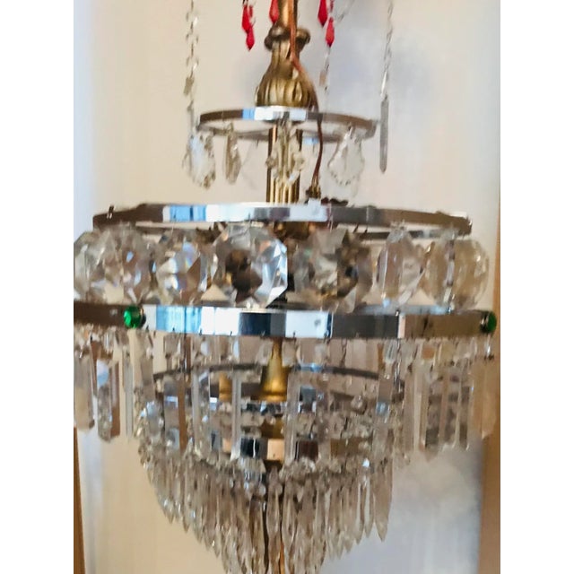 Austrian Art Nouveau Empire Crystal Chandelier Ceiling Light For Sale - Image 4 of 9