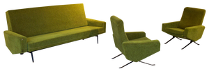Vintage Sofa and Armchairs by Pierre Guariche from Airborne, 1960s, Set of 3