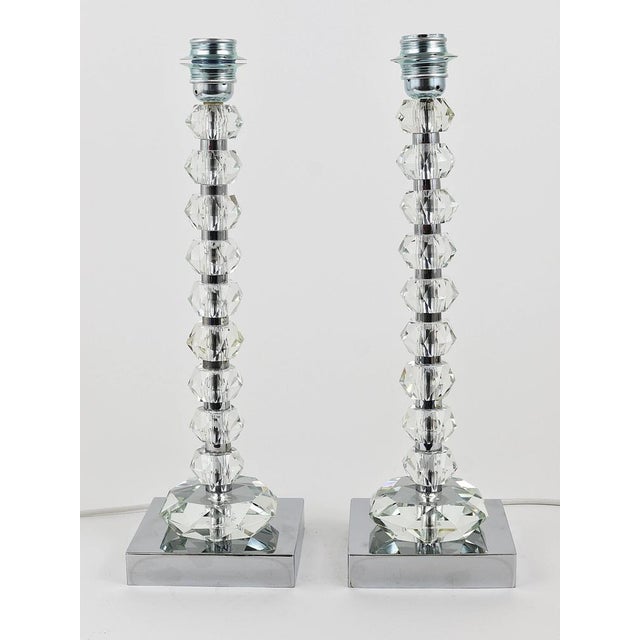 Gold Table Lamp with Huge Faceted Diamond Crystals from Bakalowits & Söhne, Austria, 1970s For Sale - Image 8 of 14