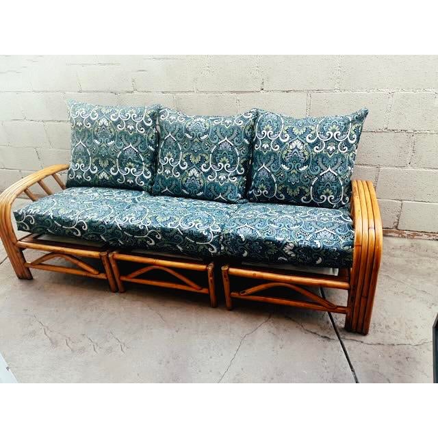 Vintage Beverly Hills Rattan Rare 4 Strand Modular Sofa For Sale In Los Angeles - Image 6 of 6