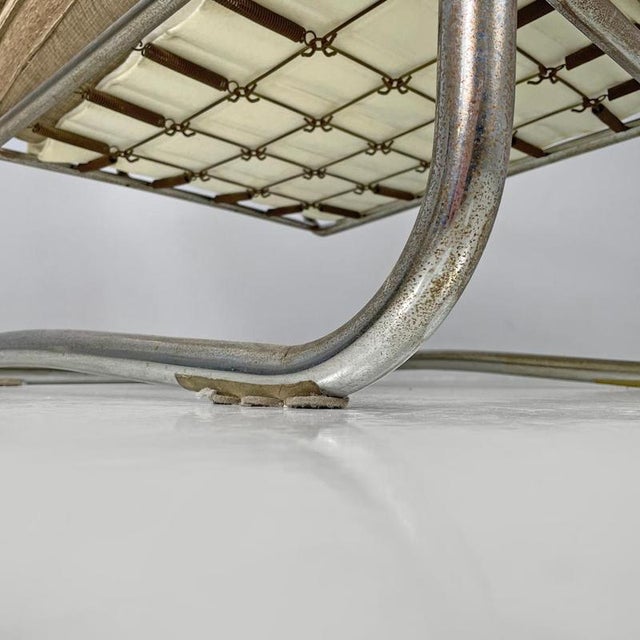 Italian Bauhaus Chair in Chromed Metal Structure and Light Brown Fabric, 1940s For Sale - Image 18 of 18