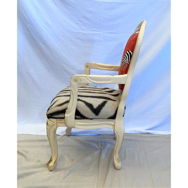 Louis XV Painted Parcel Gilt Fauteuil Chair For Sale - Image 6 of 7