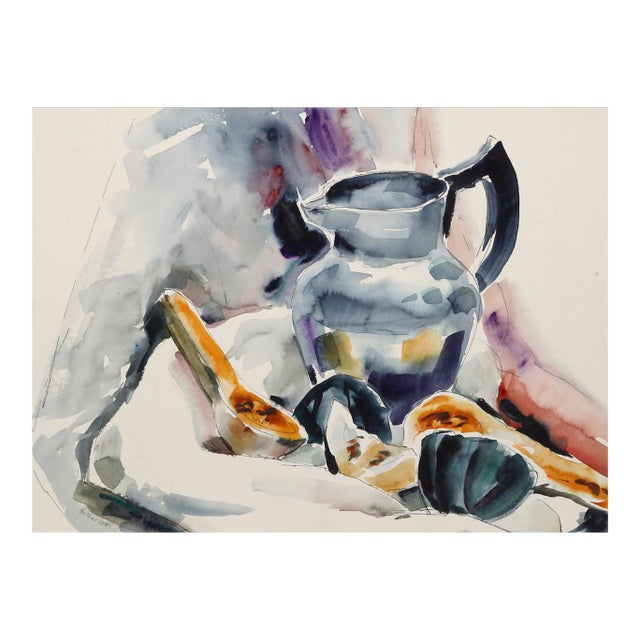 1960s "Still Life with Pitcher P4.4" Watercolor Painting by Eve Nethercott For Sale