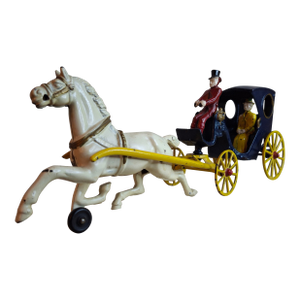 Antique Cast Iron Kenton Cabriolet Hansom Cab Carriage Toy - Original Figures