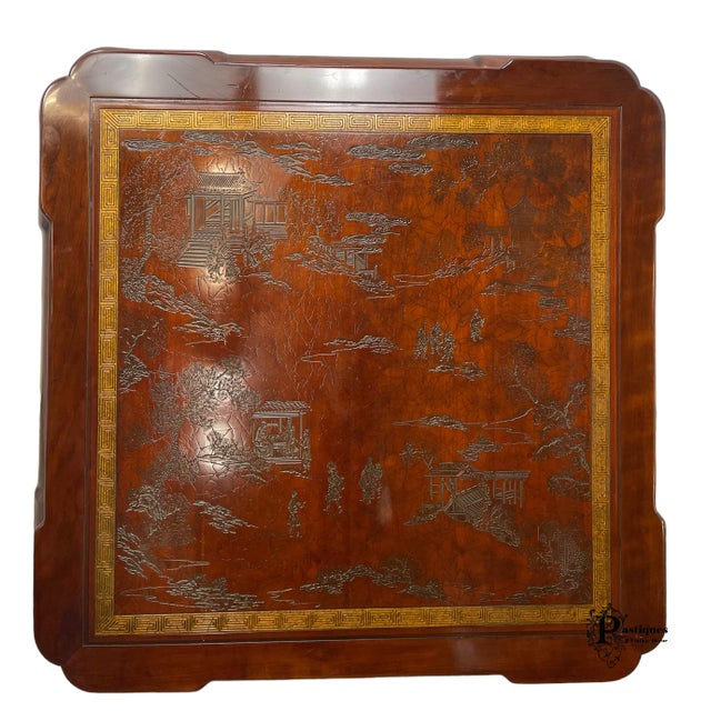 Vintage Drexel Heritage Ming Treasures Leather Inlay Coffee Table