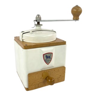 Vintage French Peugeot Frères Coffee Grinder With Original Box – Mid-20th Century For Sale