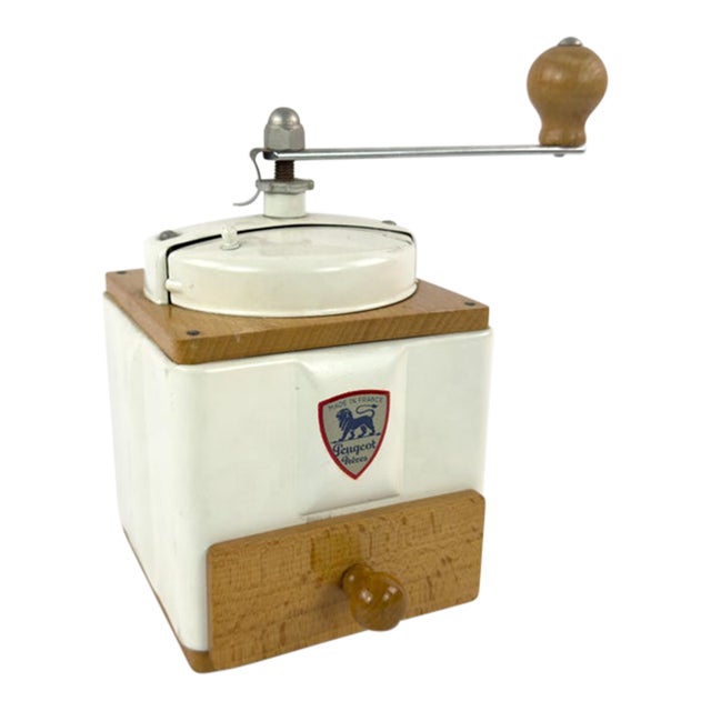 Vintage French Peugeot Frères Coffee Grinder With Original Box – Mid-20th Century For Sale