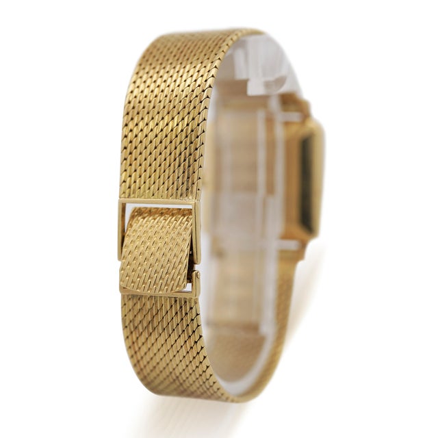 Black Vintage Patek Philippe 25mm Square Ellipse 18k Gold Black Dial Watch For Sale - Image 8 of 16
