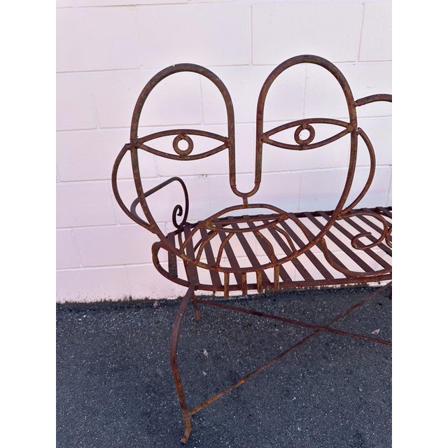 1980s John Risley Style Inspired Man and Woman Pop Art Iron Bench For Sale - Image 13 of 18