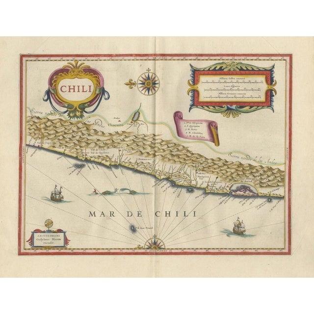 Antique Chile Map Blaeu, 1642 For Sale - Image 3 of 11