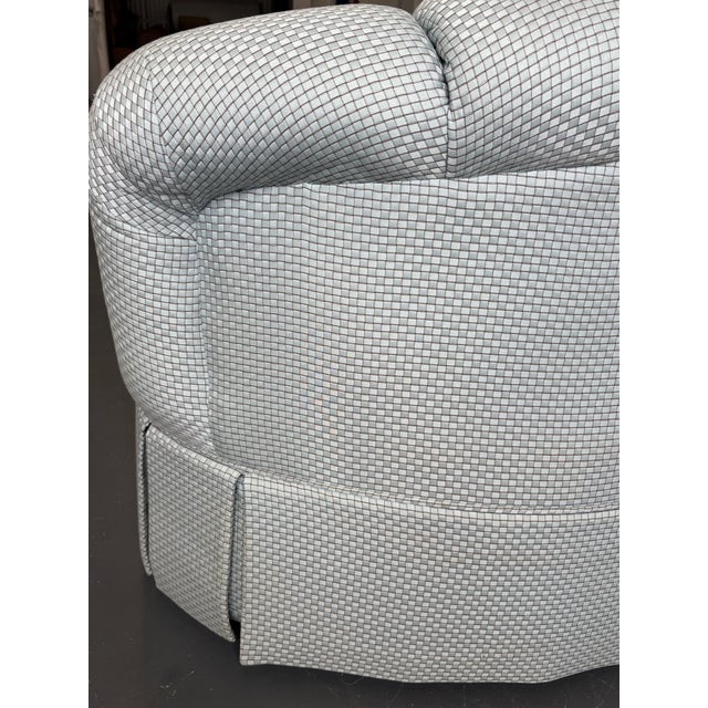 Blue Channel Back Upholstered Pleated Skirt Sofa by Harden Furniture For Sale - Image 9 of 12