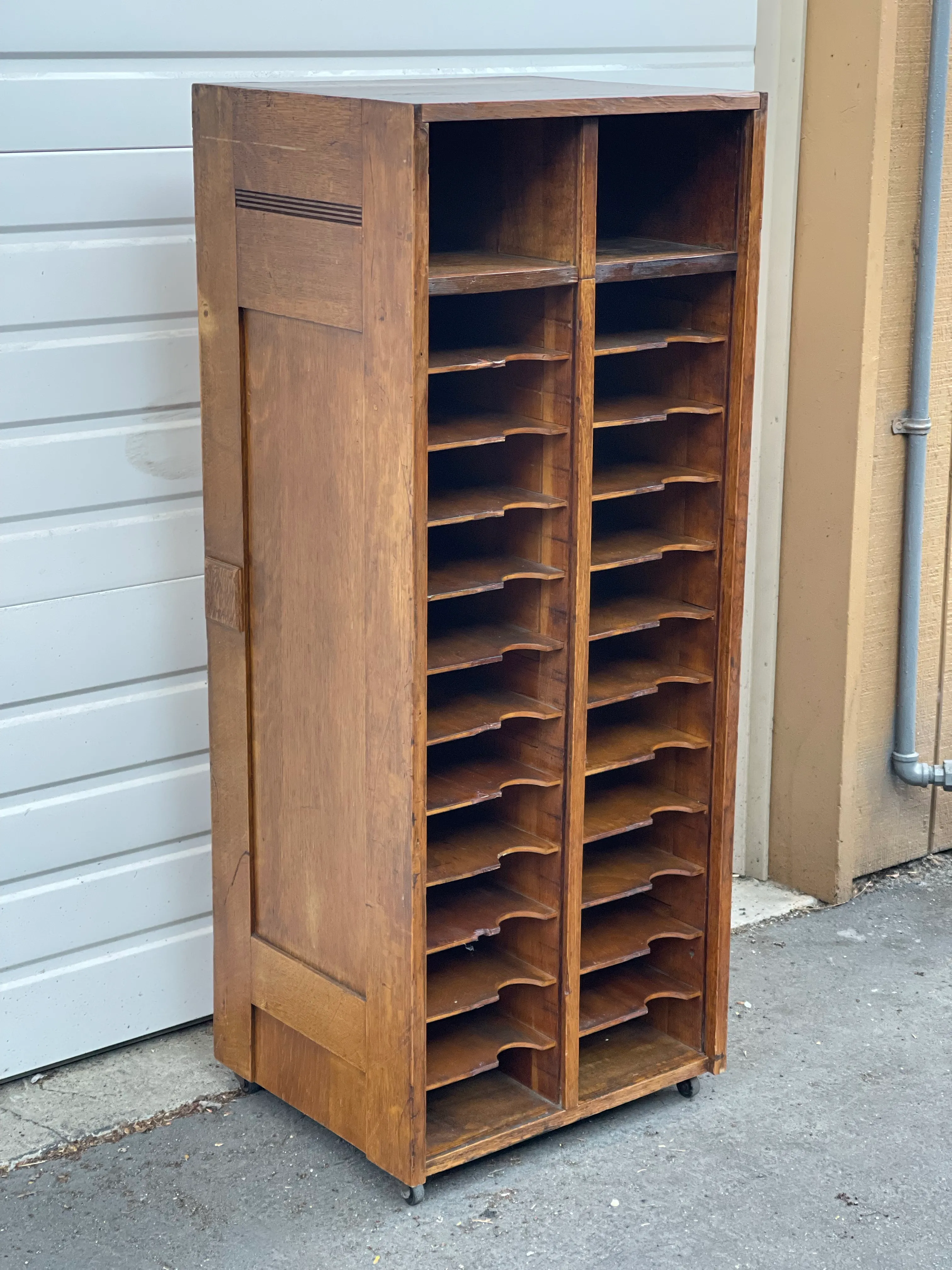 チェスト・キャビネット Antique Book open Shelf Caster Vintage Storage Cabinet With Fixed Shelves and Casters, Early 20th