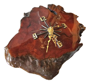 Dark Stained Resin-Coated Wood Tree Slab Clock from Macy's, 1980s