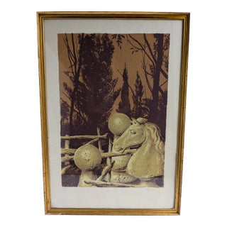 Samuel Bak Framed and Signed Lithograph "Chess" With Equestrian Theme For Sale